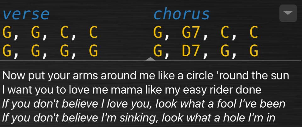 chords columns display